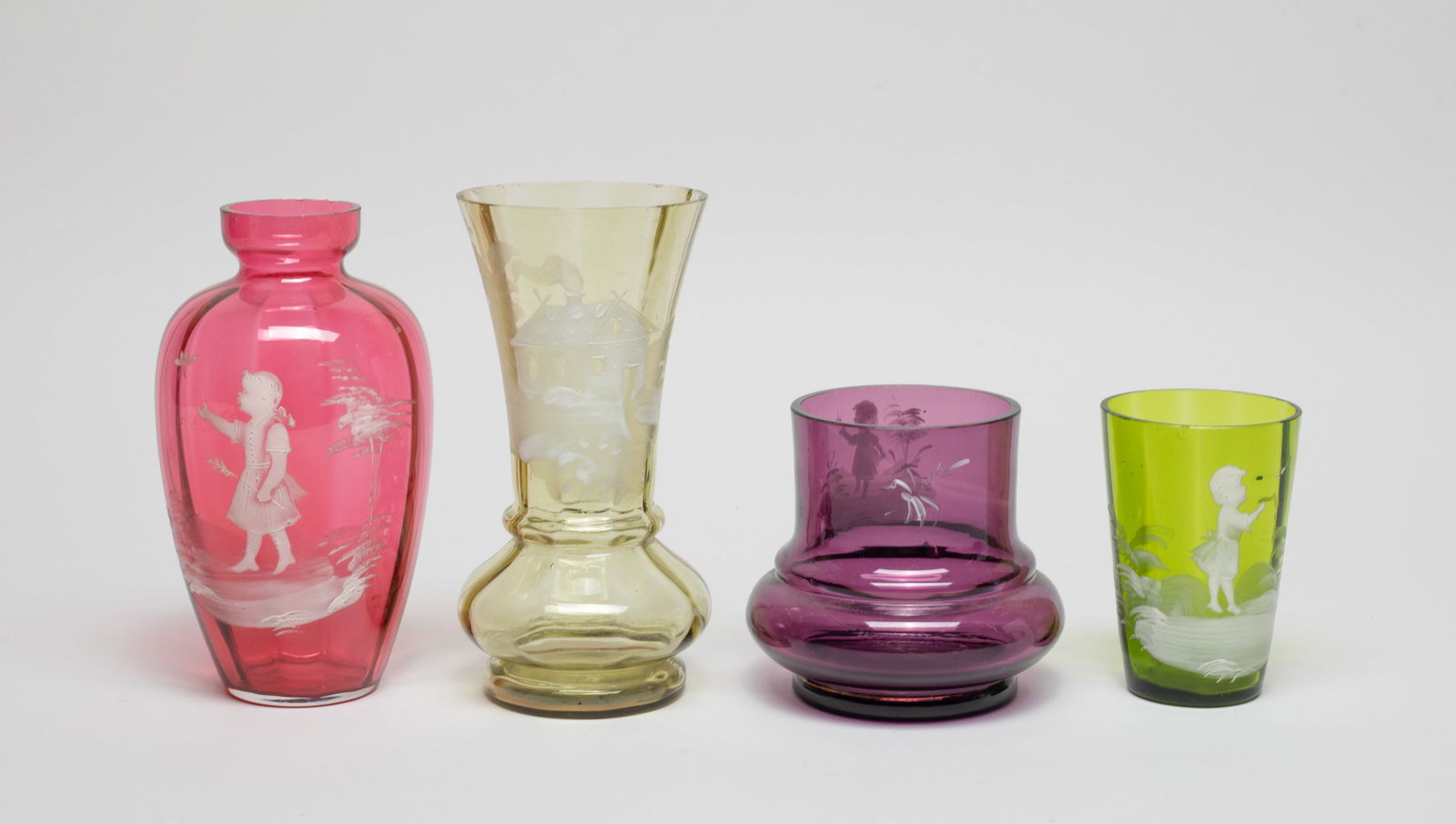 Vintage Mary Gregory Enameled Glass Pieces
