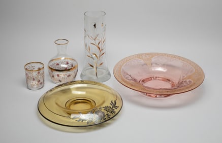 Vintage Gold Filled Art Glass Pieces