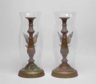 Vintage France Bronze Tall Candle Sticks