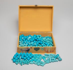 Large Box of Turquoise Like Beads Collection