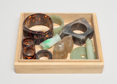 Estate Chinese Rings, Bangle & Jade/ Stone