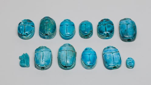 Large Set Egyptian Turquoise Glazed Bugs