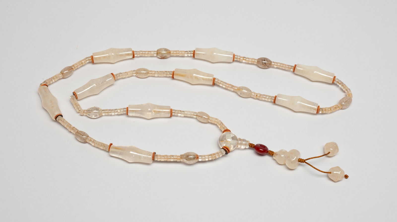 Collectible Chinese Rock Crystal Necklace: Special designed Chinese rock crystal bead necklace. Approx. 28inch L. The Estate of the Store Closed Sale, DTLA