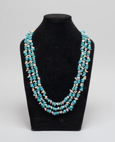 Three Strands Southwestern Turquoise Like Necklace