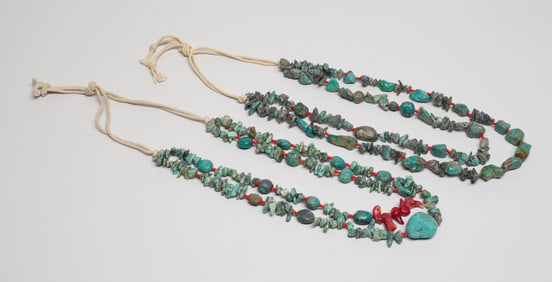 Southwestern Two Strands Turquoise Like Necklaces