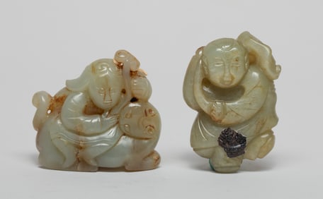 Two Chinese Russet Jade Figures