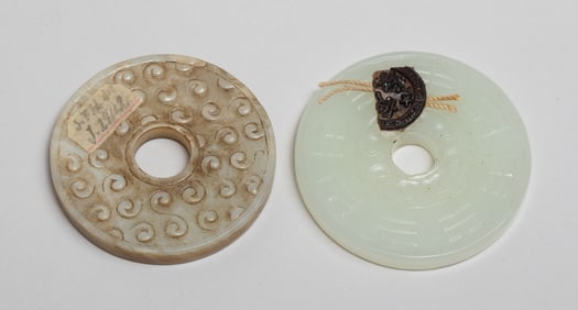 Two Chinese Jade Pendants Bi