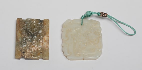 Two Chinese Jade Carved Pendants