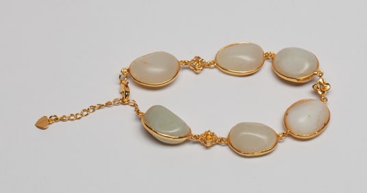 Chinese Export Pebble Jade Bracelet