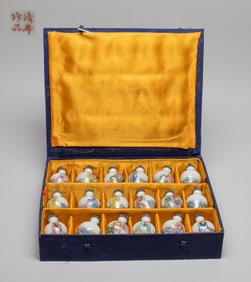 Chinese Porcelain Snuff Bottles of Eighteen Luohan