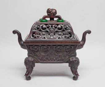 Large Chinese Wood Carved Censer