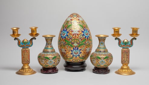 Estate Large Set Chinese Cloisonnes