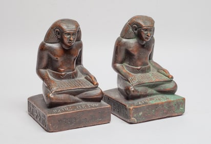 Antique 1910-20s Painted Bronze Bookends