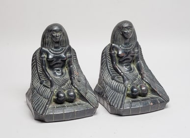 Antique 1920-30s Bronze Bookends of Egyptian