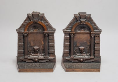 Antique Early 20th Bookends of Egyptian Stories