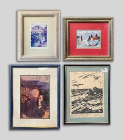 Vintage Japanese Wood Block & Wall Hangings