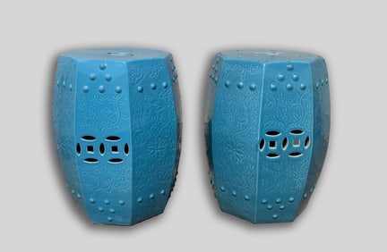 Two Chinese Porcelain Garden Drums