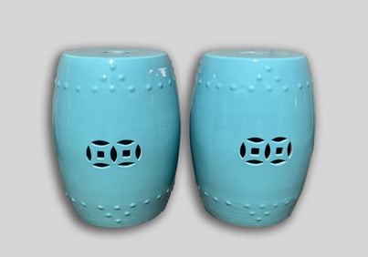 Two Chinese Porcelain Garden Drums