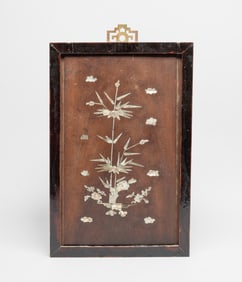 Chinese Wood Plaque Inlaid MOP