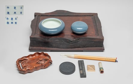 Estate Large Wood Box of Chinese Porcelain