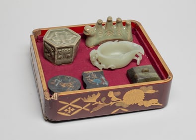 Chinese Porcelain & Jade Writing Sets