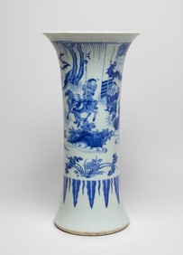 Tall Chinese Export Blue & White Porcelain Vase