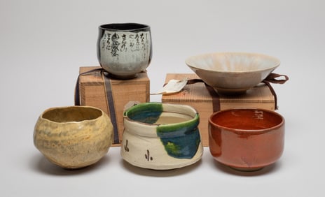Large Set Vintage Japanese Porcelain Tea Bowls