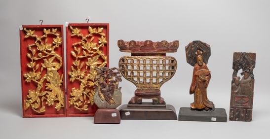 Large Set Chinese Wood Carvings
