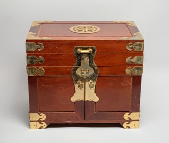 Large Chinese Export Wood Jewelry Box