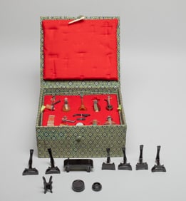 Chinese Cameo Agate Music Instrument Sculptures