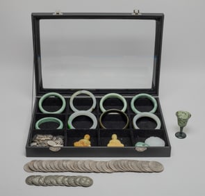 Estate Chinese Bangles, Decor Coins