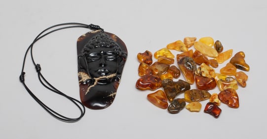 Large Amber Pendant & Nuggets
