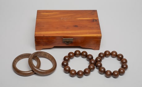 Estate Chinese Agarwood Bangles & Prayer Beads