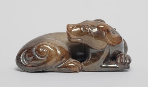 Chinese Jade Carved Beast Brush Stand