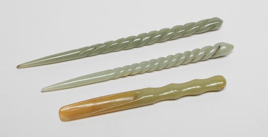 Chinese Jade Carved Pins