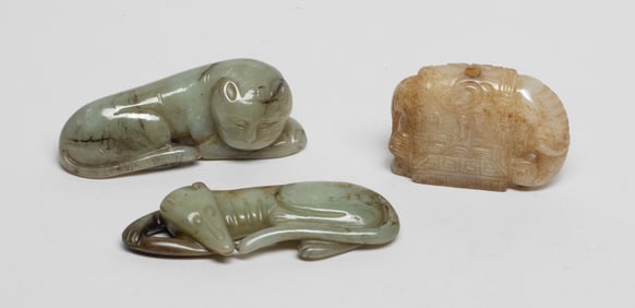 Three Chinese Jade Carved Sculptures