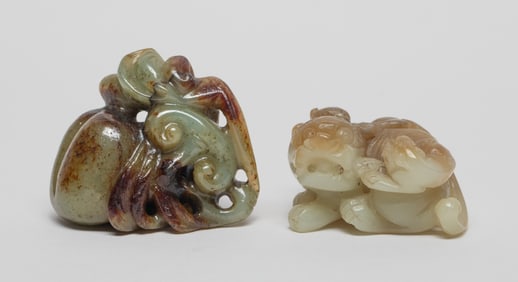 Two Chinese Russet Jade Stone Sculptures