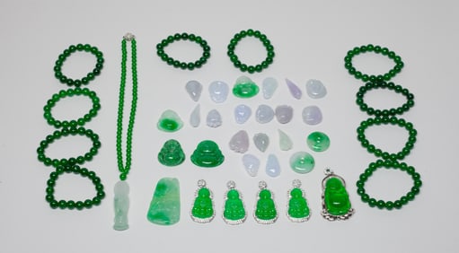 Estate Large Set Chinese Beads & Jewelry Pendant