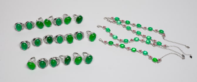 Estate Large Set Chinese Rings & Bracelets