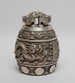 Chinese Silver Color Sculpture of Bell
