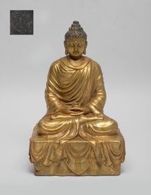 Estate Chinese Gilt Bronze Buddha