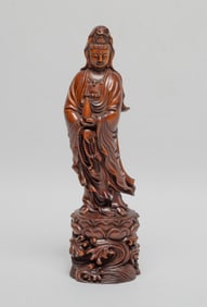 Chinese Tall Boxwood Sculpture of Kuanyin