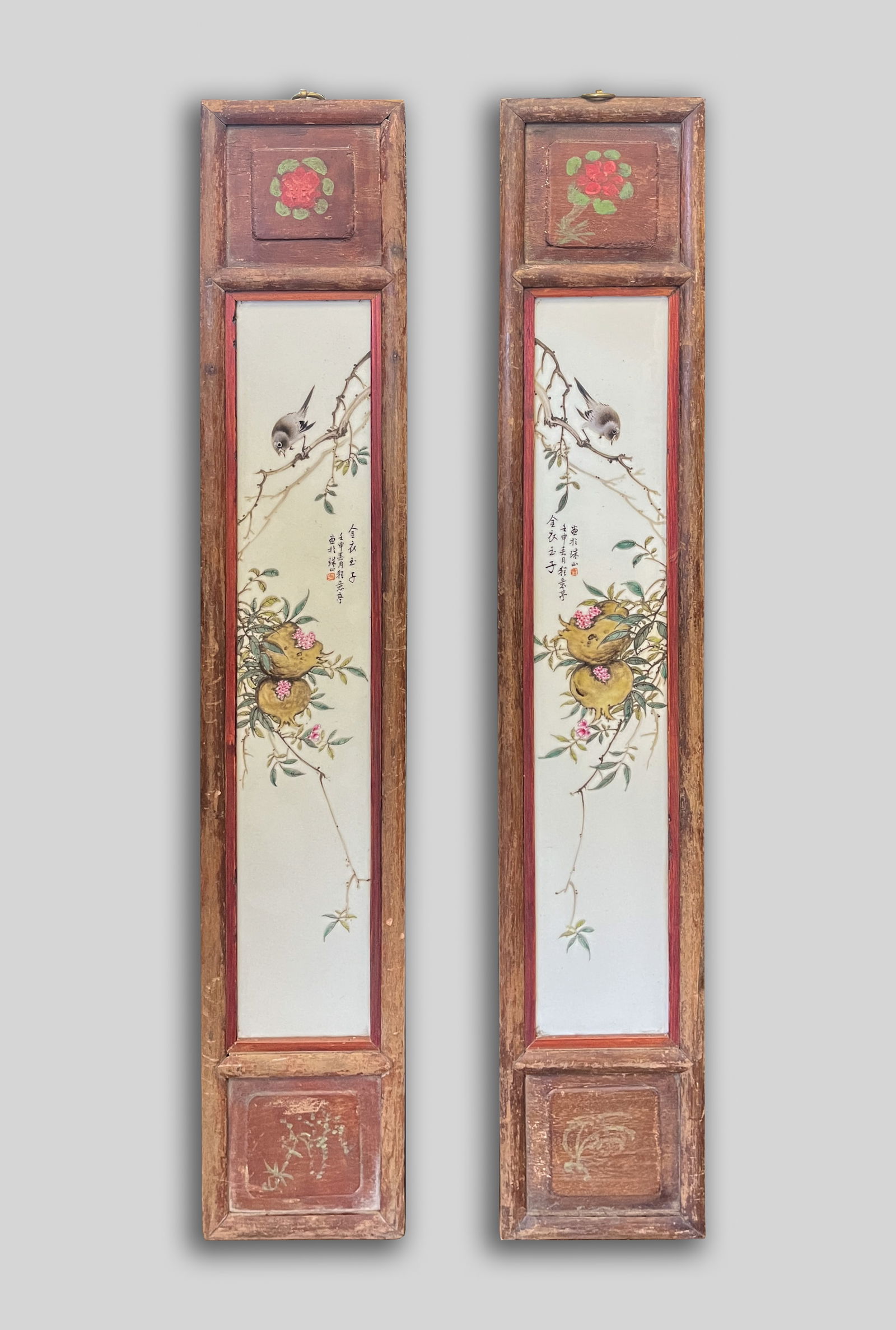 Two Chinese Wood Framed Porcelain Hangings (1 of 12)