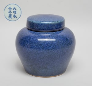 Chinese Blue Glazed Porcelain Jar