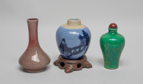Chinese Porcelain Pot, Cabinet Vase & Bottle