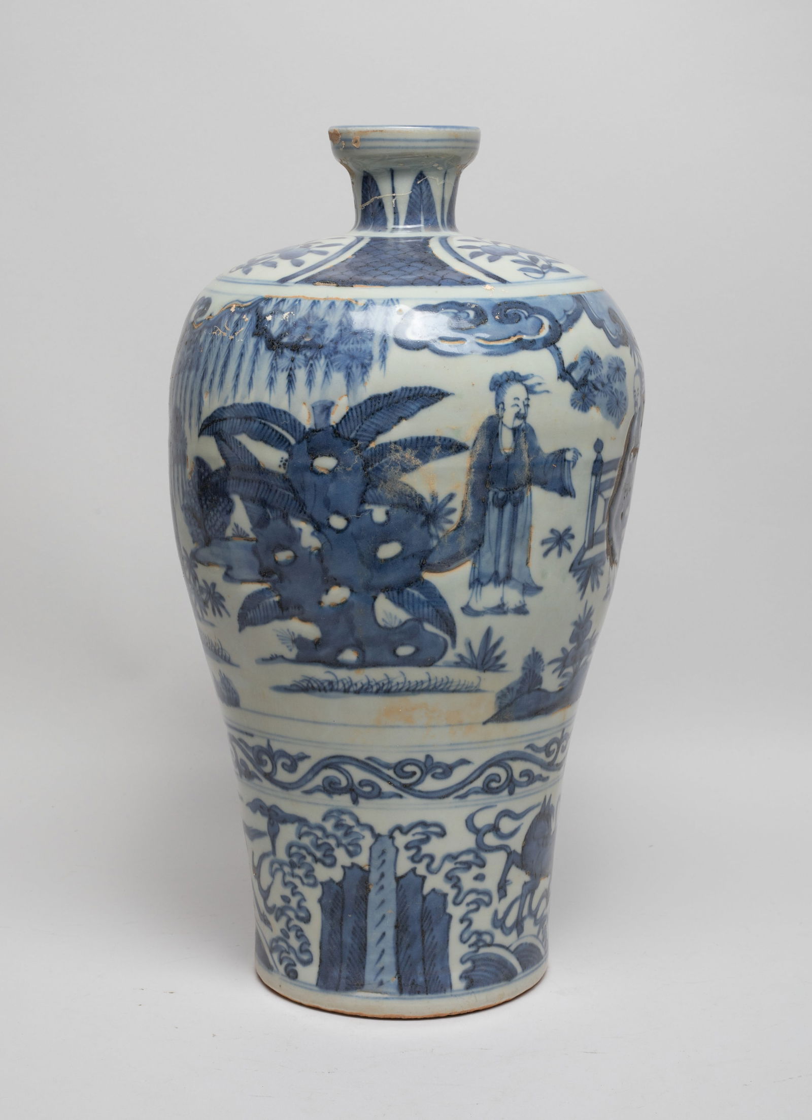 Tall Chinese Blue & White Porcelain Vase (1 of 15)