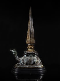 Mid-century Camel Obelisk Figure Bronze Sculpture