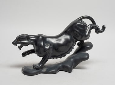 Large Jet Stone Carved Sculpture