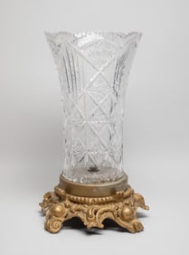 Tall American Bright Cut Crystal Glass Vase