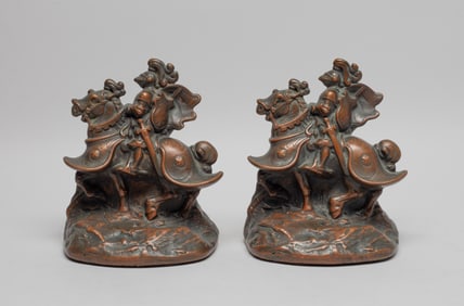 Two Antique Bronze Bookends Sculpture, 1930s
